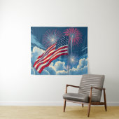 Patriottische Amerikaanse Vlag met Vuurwerk - 4 ju Wandkleed (In Situ (horizontaal))