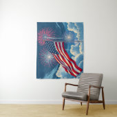 Patriottische Amerikaanse Vlag met Vuurwerk - 4 ju Wandkleed (In situ)