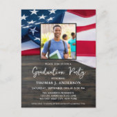 Patriottische Amerikaanse vlag - militair Afstuder Uitnodiging Briefkaart (Voorkant)