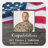 Patriottische Amerikaanse vlag Militaire Pensioen Vierkante Sticker (Voorkant)