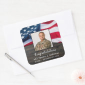 Patriottische Amerikaanse vlag Militaire Pensioen Vierkante Sticker (Envelop)