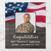 Patriottische Amerikaanse vlag Militaire Pensioen Wijn Etiket (Enkel label)
