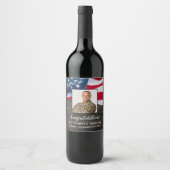 Patriottische Amerikaanse vlag Militaire Pensioen Wijn Etiket (Voorkant)