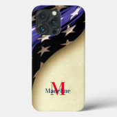 Patriottische Amerikaanse vlag monogram Case-Mate iPhone Case (Achterkant)