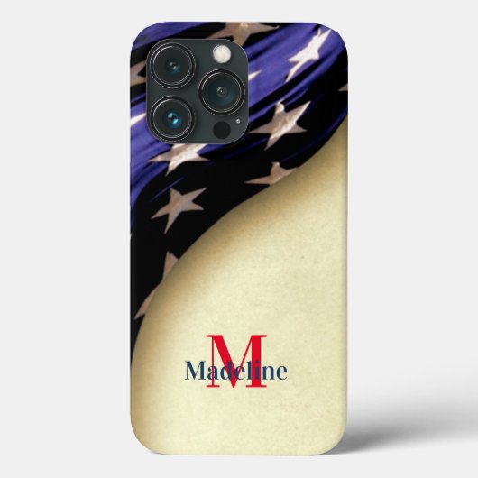 Patriottische Amerikaanse vlag monogram Case-Mate iPhone Case (Achterkant)