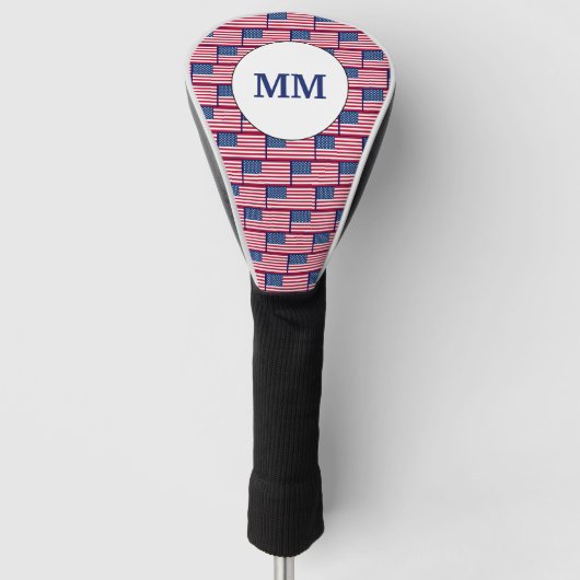 Patriottische AMERIKAANSE VLAG Monogram DRIVER Golfheadcover (Voorkant)