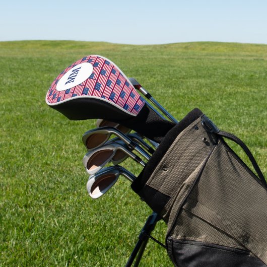 Patriottische AMERIKAANSE VLAG Monogram DRIVER Golfheadcover (Insitu)