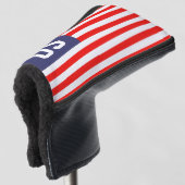 Patriottische Amerikaanse vlag monogram golfputter Golfheadcover (3/4 voorkant)