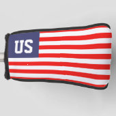 Patriottische Amerikaanse vlag monogram golfputter Golfheadcover (Voorkant)