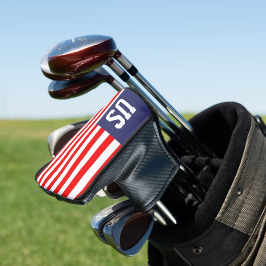 Patriottische Amerikaanse vlag monogram golfputter Golfheadcover (Insitu)