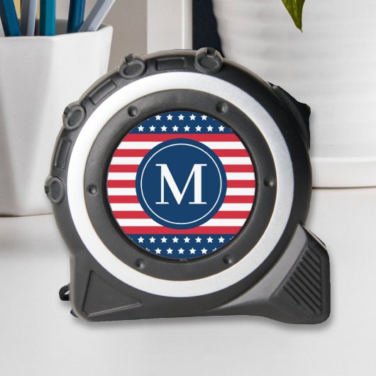 Patriottische Amerikaanse vlag monogram initiaal Rolmaat