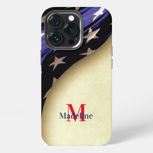 Patriottische Amerikaanse Vlag Monogram iPhone Hoesje (Achterkant)
