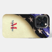 Patriottische Amerikaanse Vlag Monogram iPhone Hoesje (Achterkant horizontaal)