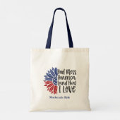 Patriottische Amerikaanse vlag - Monogram zonneblo Tote Bag (Achterkant)