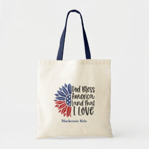 Patriottische Amerikaanse vlag - Monogram zonneblo Tote Bag