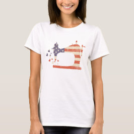 Patriottische Amerikaanse vlag naaimachine T-shirt