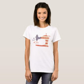 Patriottische Amerikaanse vlag naaimachine T-shirt (Voorkant volledig)