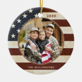 Patriottische  Amerikaanse vlag Naam foto Keramisch Ornament (Voorkant)