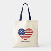 Patriottische Amerikaanse vlag Naam van heart Mono Tote Bag (Achterkant)