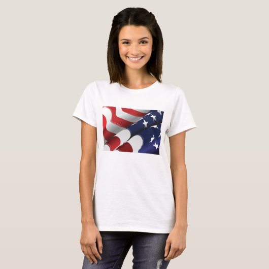 Patriottische Amerikaanse vlag Ontwerp Sterren en  T-shirt (Voorkant volledig)