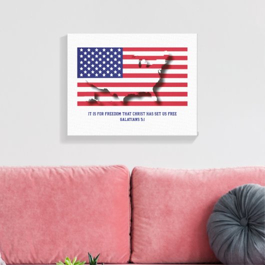 Patriottische Amerikaanse vlag op 4 juli Canvas Afdruk (Insitu (Woonkamer))