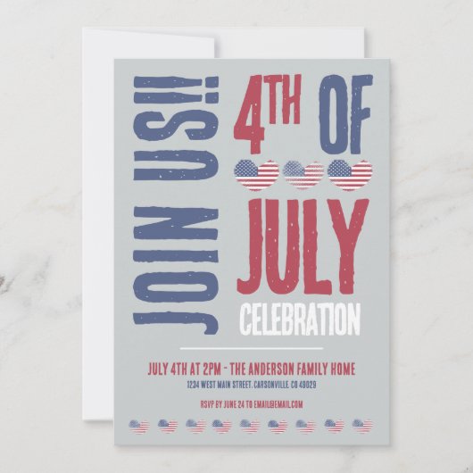 Patriottische Amerikaanse vlag op 4 juli Kaart (Voorkant)