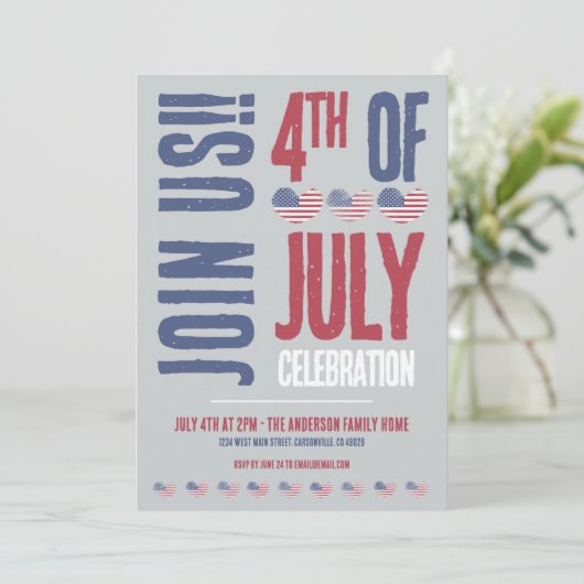 Patriottische Amerikaanse vlag op 4 juli Kaart (Staand voorkant)
