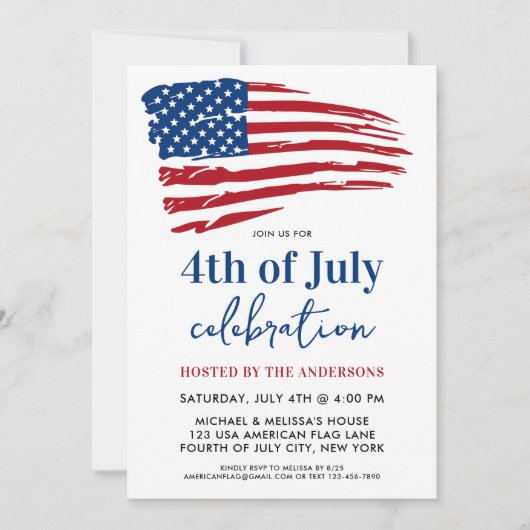 Patriottische Amerikaanse vlag op 4 juli Kaart (Voorkant)