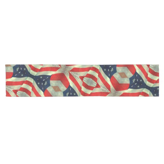 Patriottische Amerikaanse vlag op 4 juli Korte Tafelloper (Horizontaal)