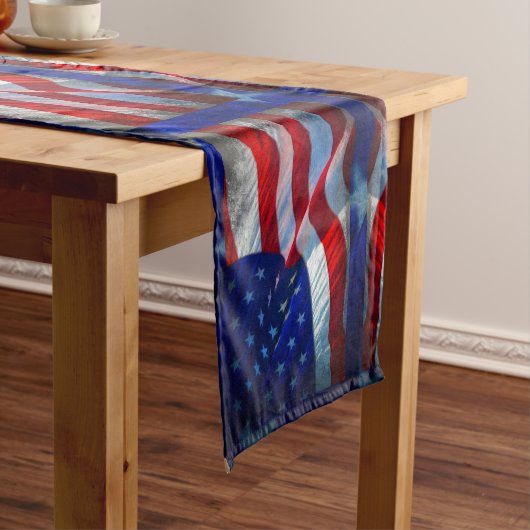 Patriottische Amerikaanse vlag op 4 juli Korte Tafelloper (Voorbeeld)