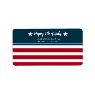 Patriottische Amerikaanse vlag op 4 juli Return Ad Etiket