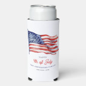 Patriottische Amerikaanse vlag op 4 juli Seltzer Blikjeskoeler (Seltzer Voorkant)