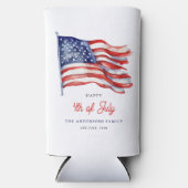 Patriottische Amerikaanse vlag op 4 juli Seltzer Blikjeskoeler (Voorkant)