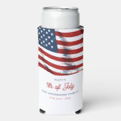 Patriottische Amerikaanse vlag op 4 juli Seltzer Blikjeskoeler (Seltzer Voorkant)