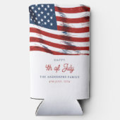 Patriottische Amerikaanse vlag op 4 juli Seltzer Blikjeskoeler (Achterkant)