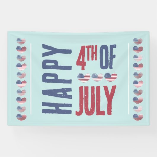 Patriottische Amerikaanse vlag op 4 juli Spandoek (Horizontaal)
