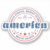 Patriottische Amerikaanse vlag op 4 juli Sticker (Voorkant)
