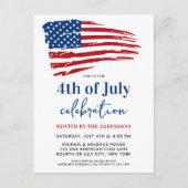 Patriottische Amerikaanse vlag op 4 juli Uitnodiging Briefkaart (Voorkant)