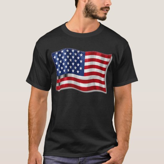 Patriottische Amerikaanse vlag patch T-shirt (Voorkant)