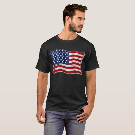 Patriottische Amerikaanse vlag patch T-shirt (Voorkant volledig)