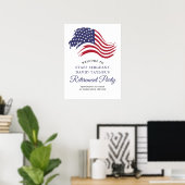 Patriottische Amerikaanse Vlag Pensioen Partij Wel Poster (Thuiskantoor)