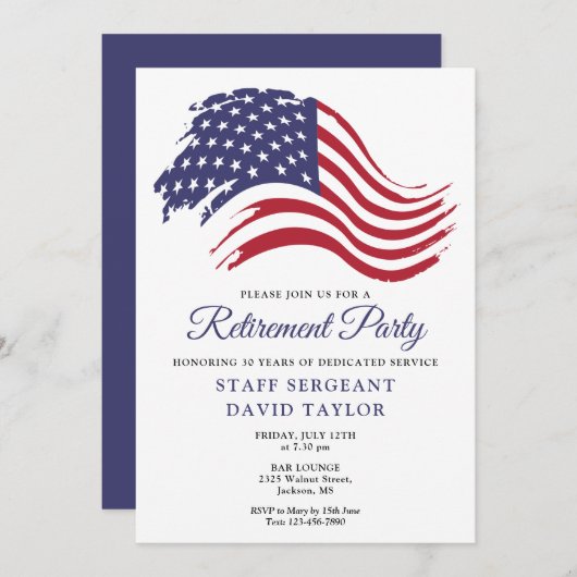 Patriottische Amerikaanse Vlag Pensioenpartij Kaart (Voorkant / Achterkant)