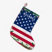 Patriottische Amerikaanse vlag Persoonlijke monogr Kleine Kerstsok (Voorkant (Hangend))
