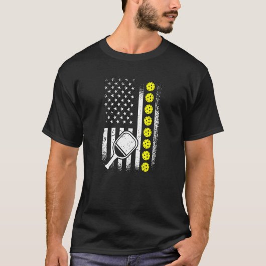 Patriottische Amerikaanse vlag pickleball speler T-shirt (Voorkant)