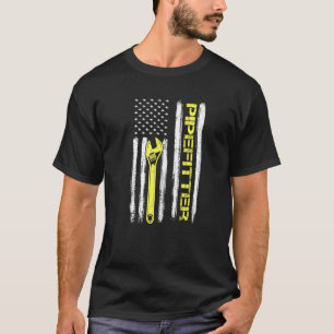 Patriottische Amerikaanse vlag Pipefitter Loodgiet T-shirt