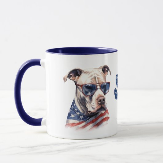 Patriottische Amerikaanse vlag Pitbull Dog Mok (Links)