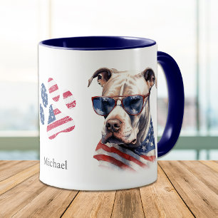 Patriottische Amerikaanse vlag Pitbull Dog Mok