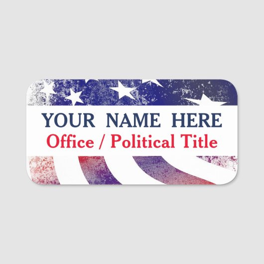 Patriottische Amerikaanse vlag politieke campagne Naamplaatje (Voorkant)