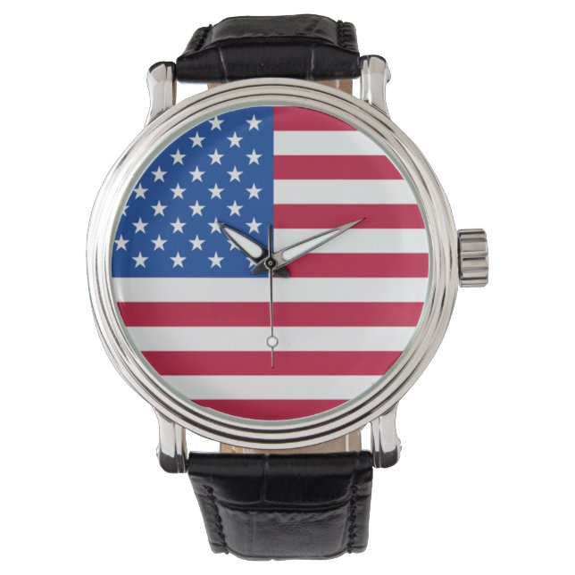 Patriottische Amerikaanse vlag polshorloge Horloge (Voorkant)