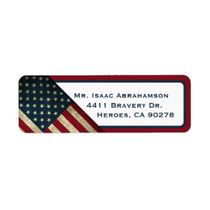 Patriottische Amerikaanse Vlag Retouradres Label